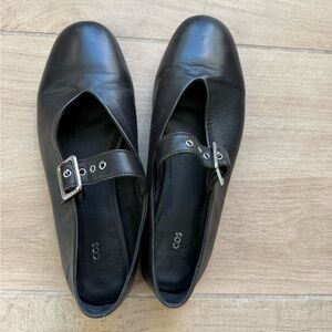 COS Black Leather Buckle Flats